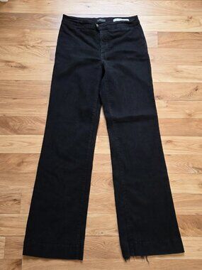 NYDJ Black Wide Bell Bottom Jeans 10 Y2K Grunge Goth Thrashed Flare Vintage USA